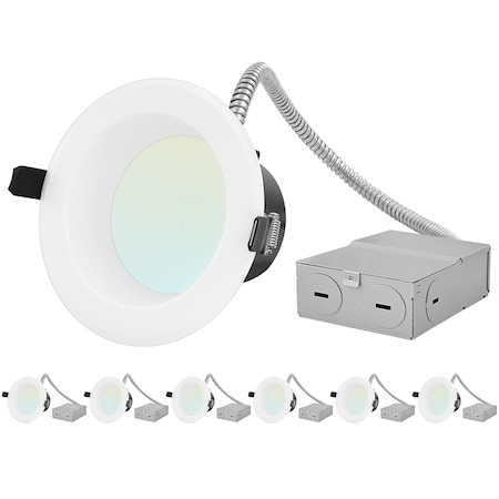 Luxrite 4 Inch Commercial LED Recessed Downlight 4CCT 3000K-5000K 7/9/12W Up to 1000LM Dimmable ETL, 6PK LR23947-6PK